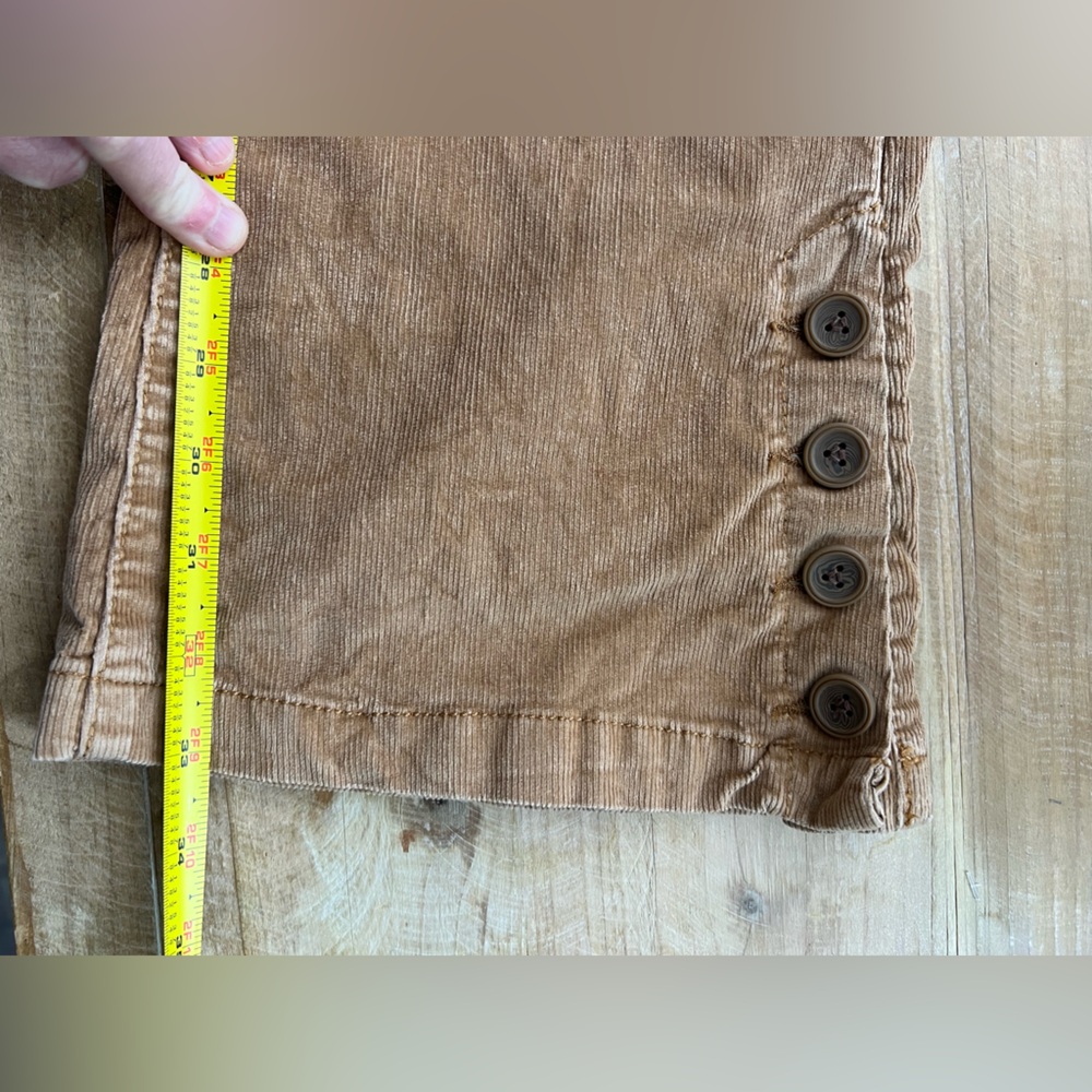 Pilcro and the Letterpress Chestnut Tan Flared Button Hem Corduroy Pants Size 26 - Picture 12 of 12